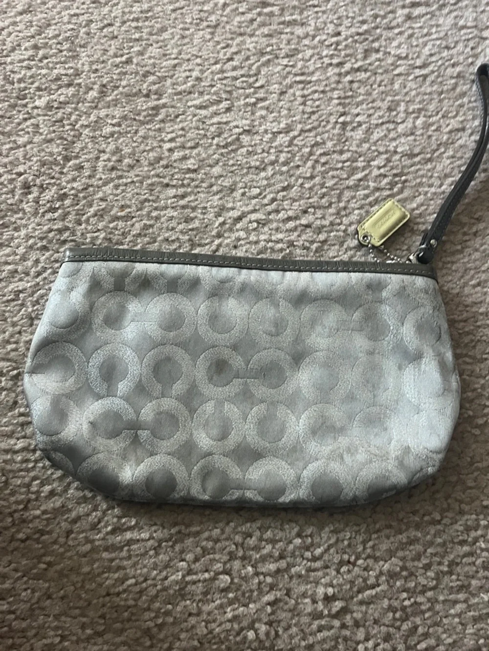 Coach Silver Signature Wristlet Clutch
